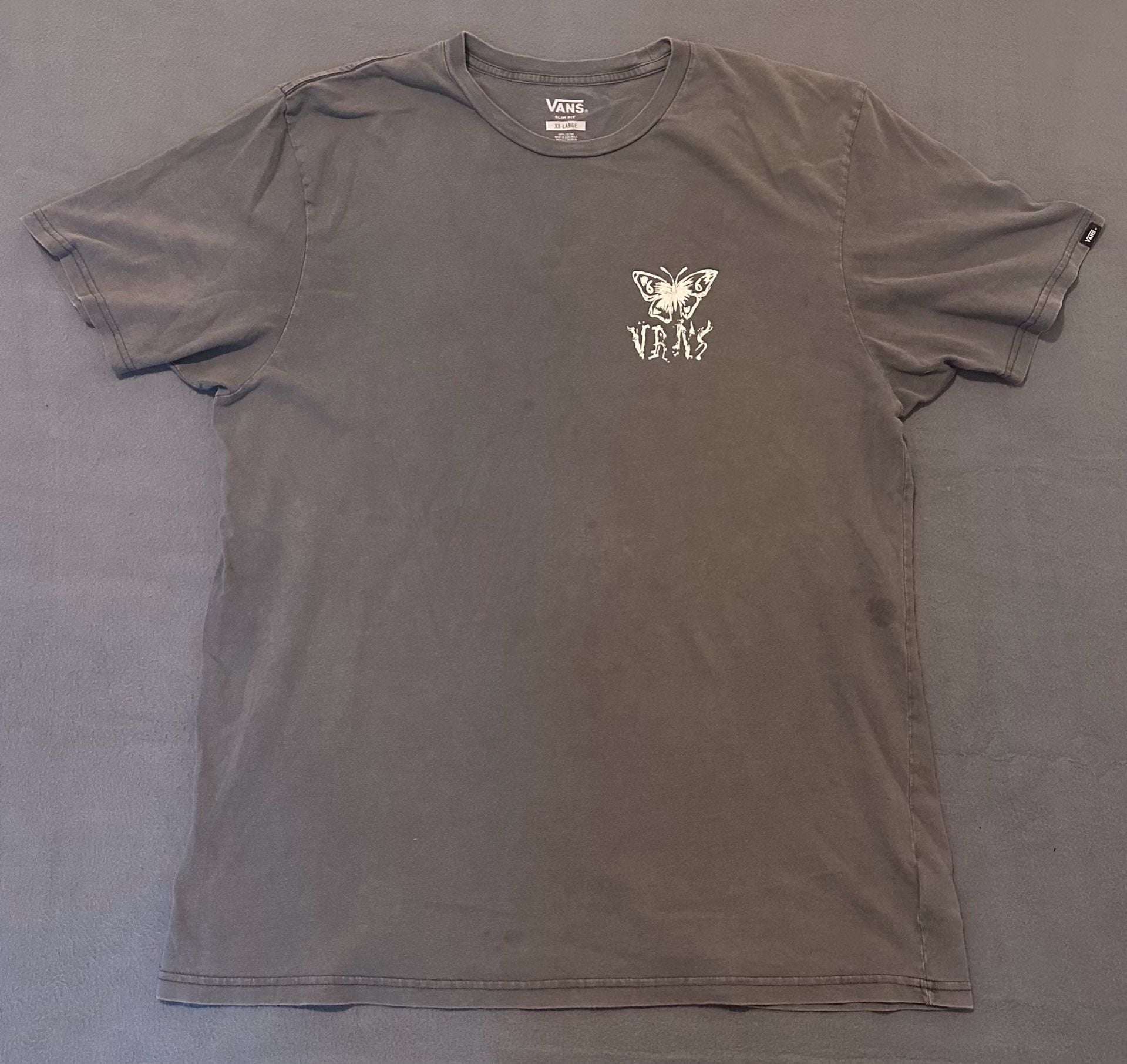 Vans Graphic T-Shirt XX-Large Gray Butterfly Off The Wall Slim Fit 2