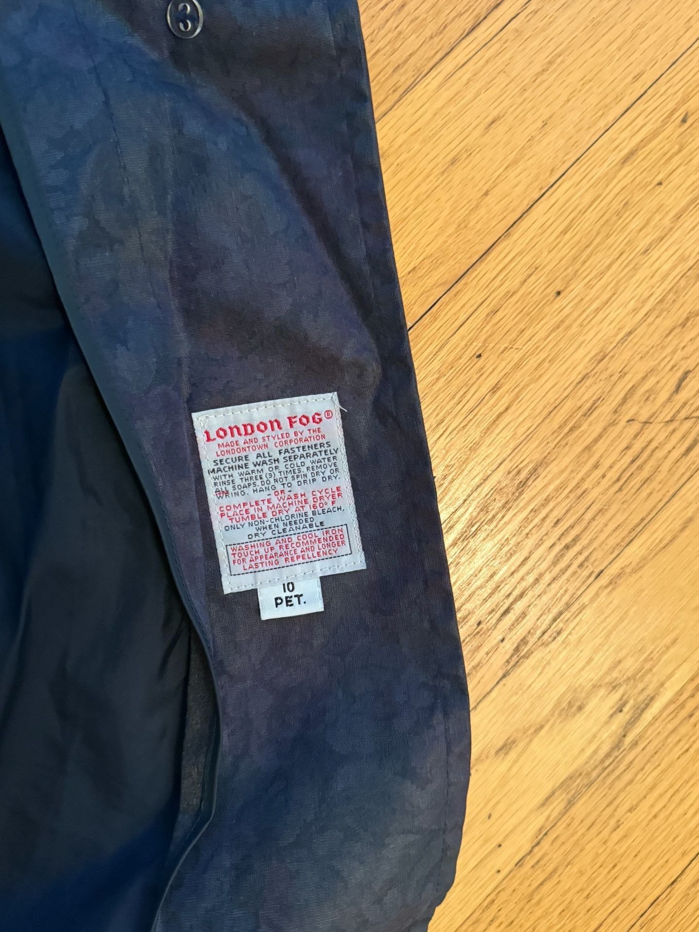 London Fog Floral Trench Coat Size 10 Petite Blue Jacquard 7