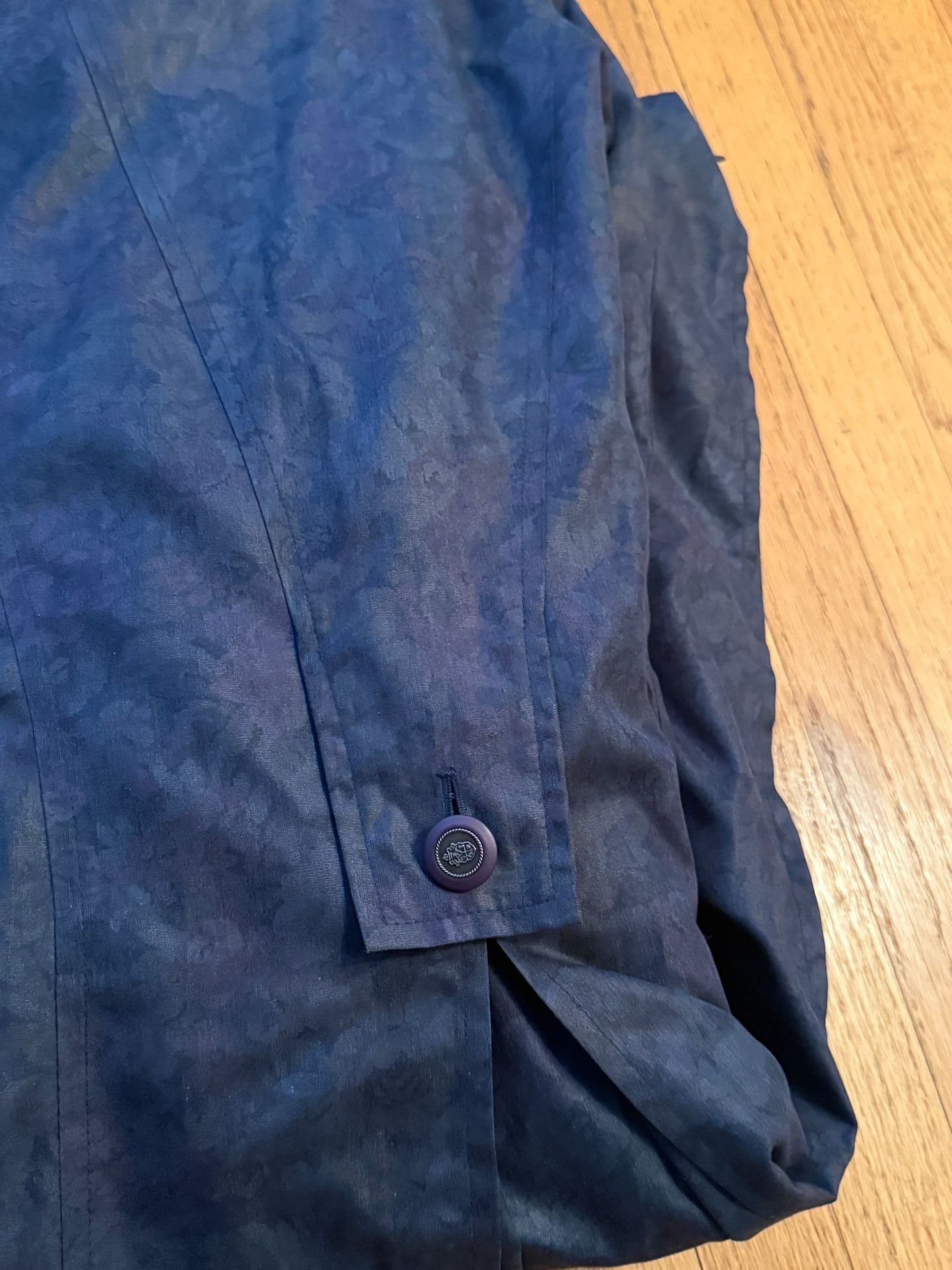 London Fog Floral Trench Coat Size 10 Petite Blue Jacquard 12