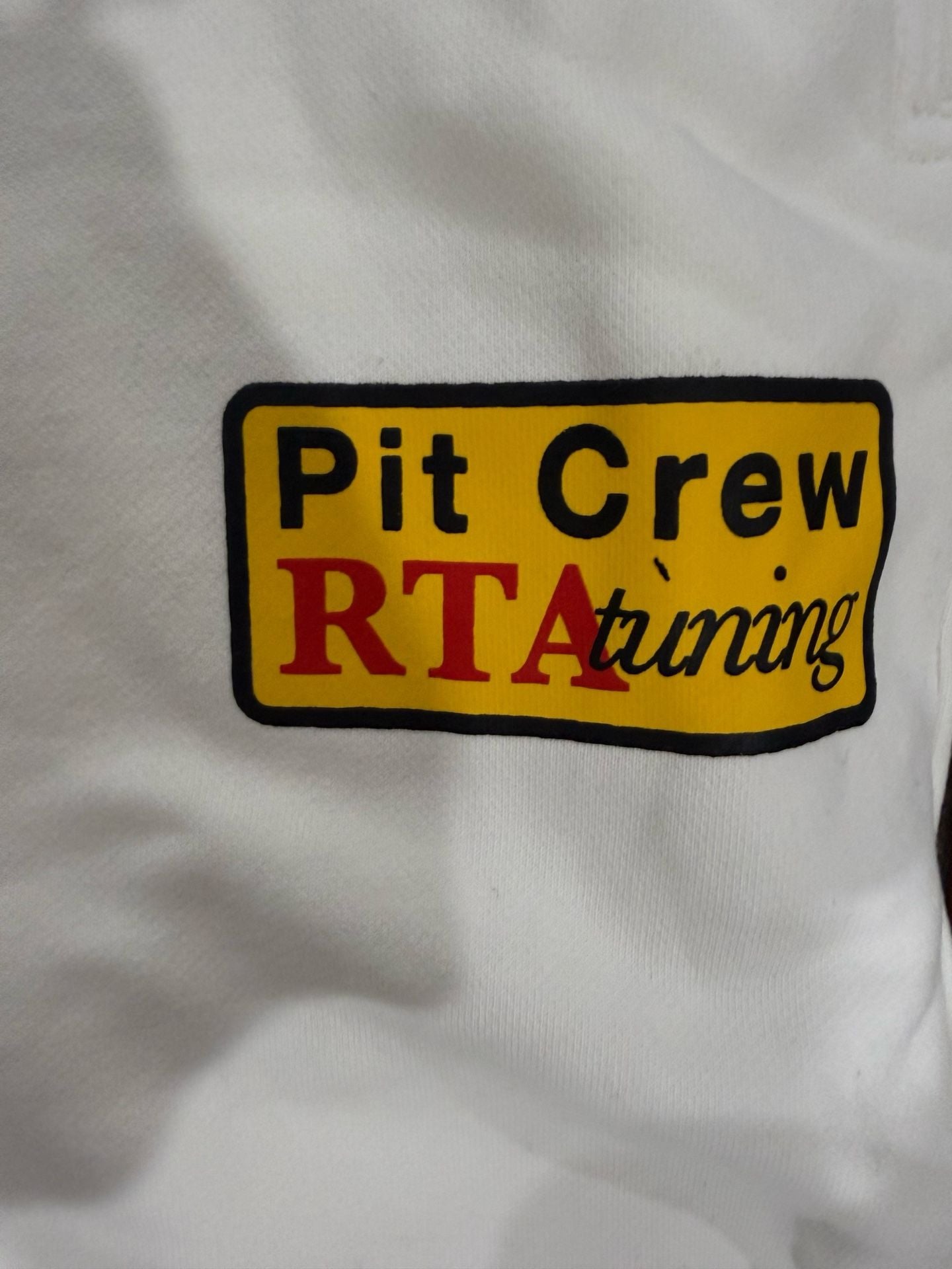 RtA Men’s Medium White Racing Graphic Joggers Pit Crew Sweatpants With Tags 10