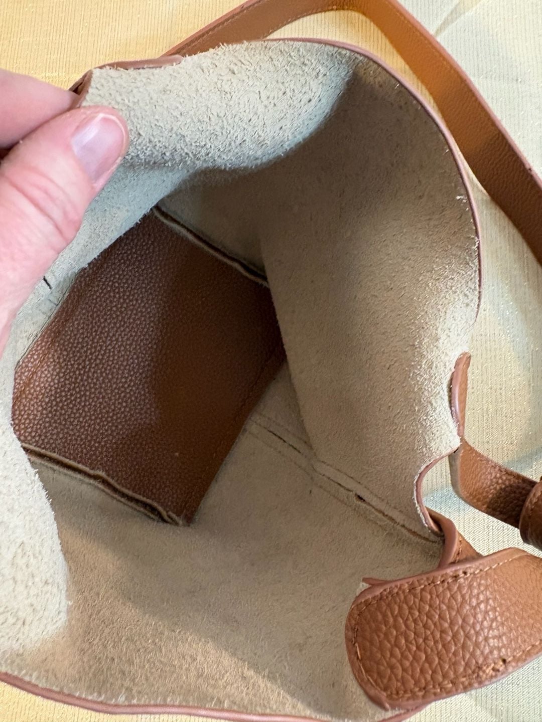 Unbranded Brown Pebbled Leather Bucket Bag Crossbody With Lock 4