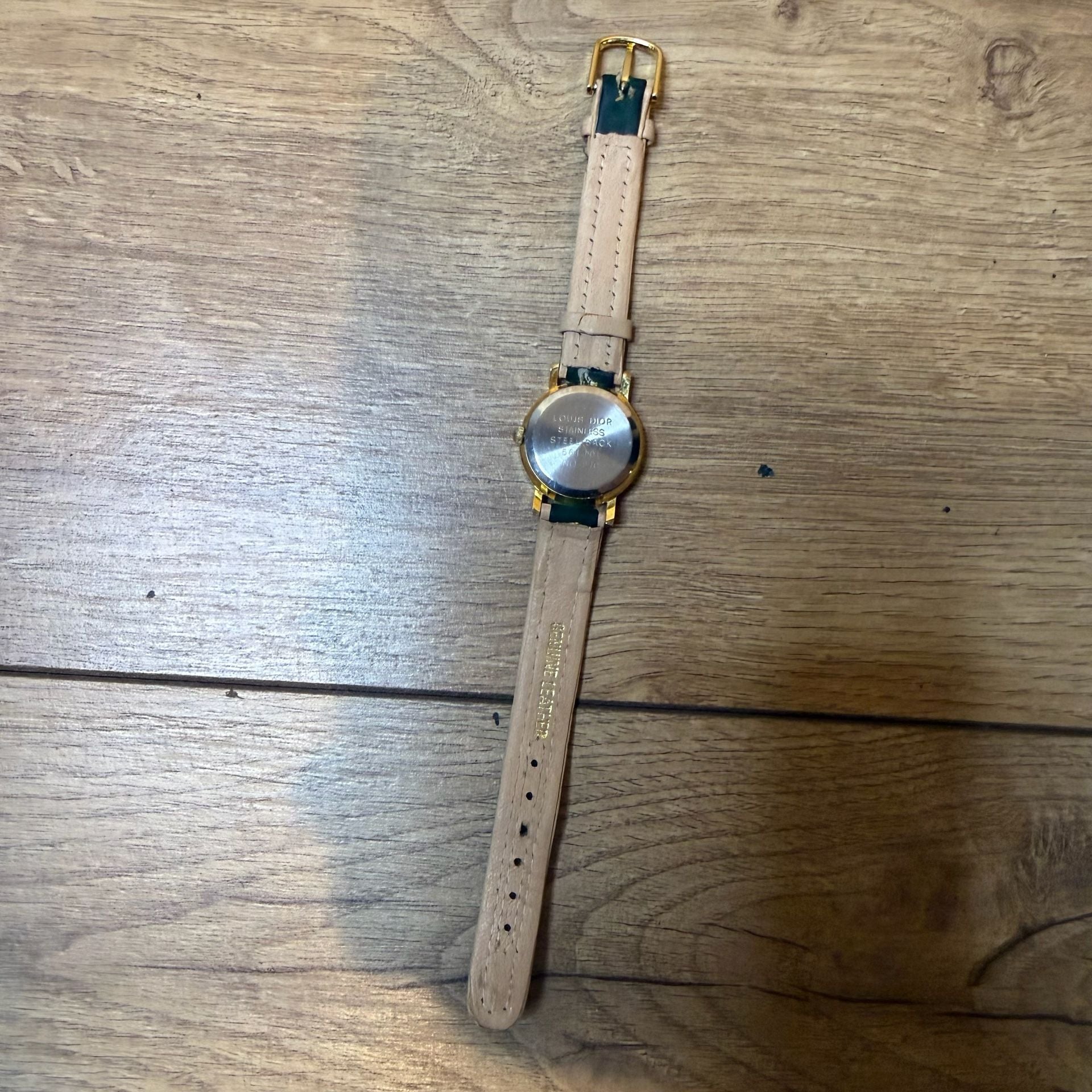 Louis Dior Vintage Golf Wristwatch Green Leather Strap 4