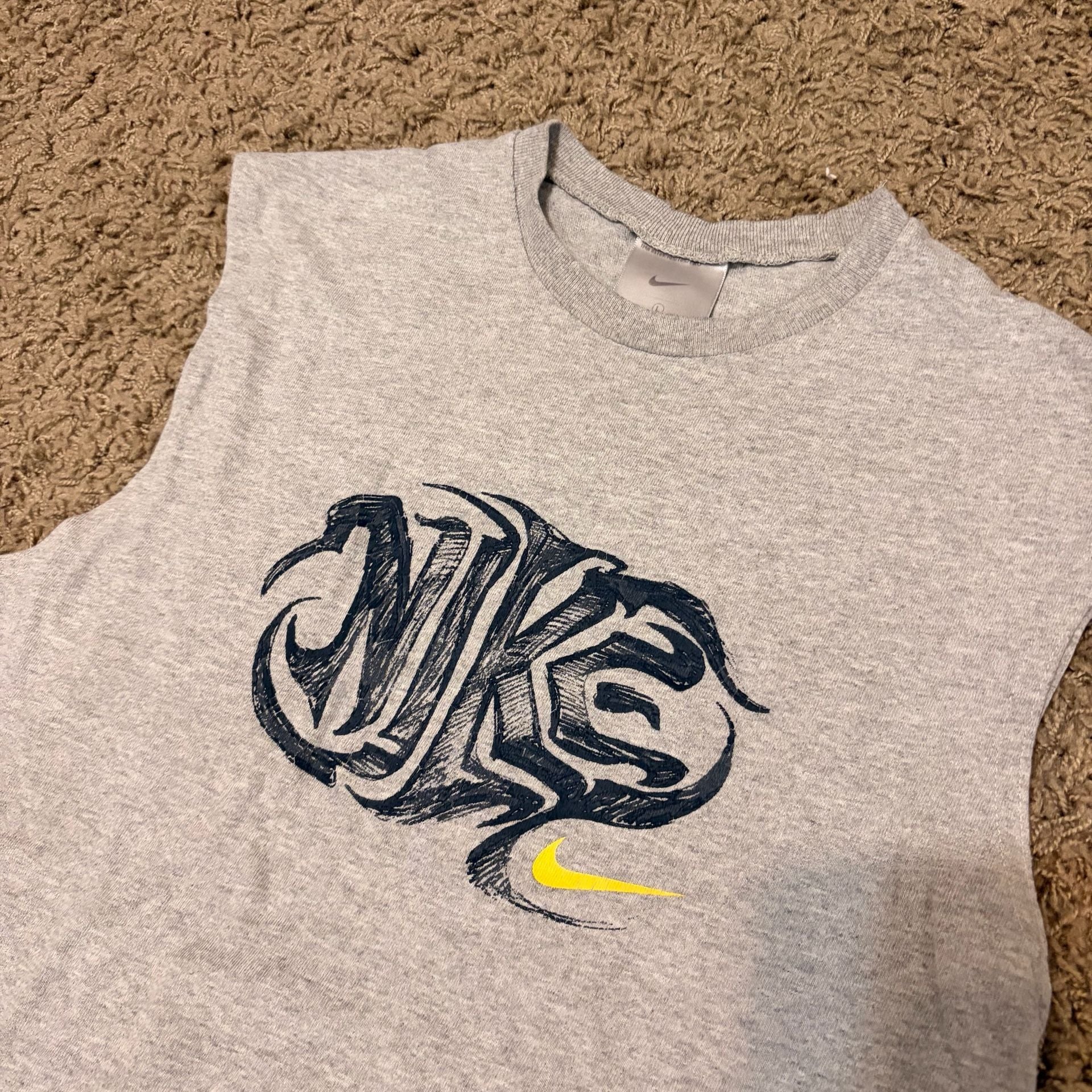 Nike Vintage Sleeveless T-Shirt Size L Gray Graphic Logo Workout Gym 3