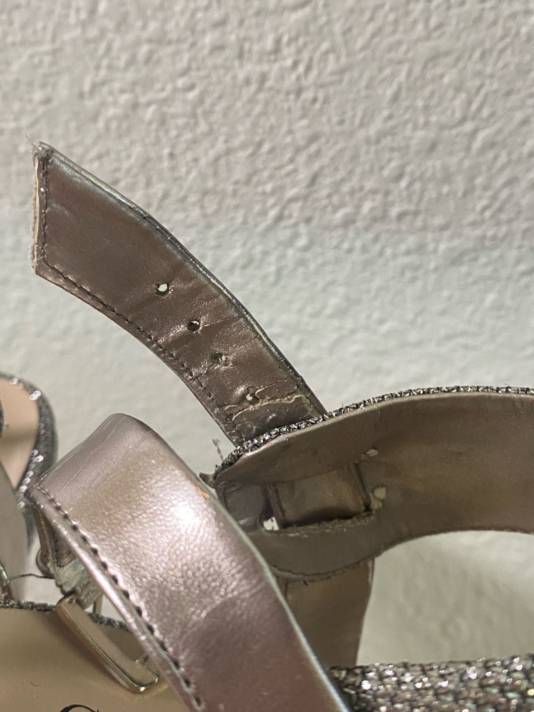 Guess Wedge Sandals Glitter Gold Platform Heels 3