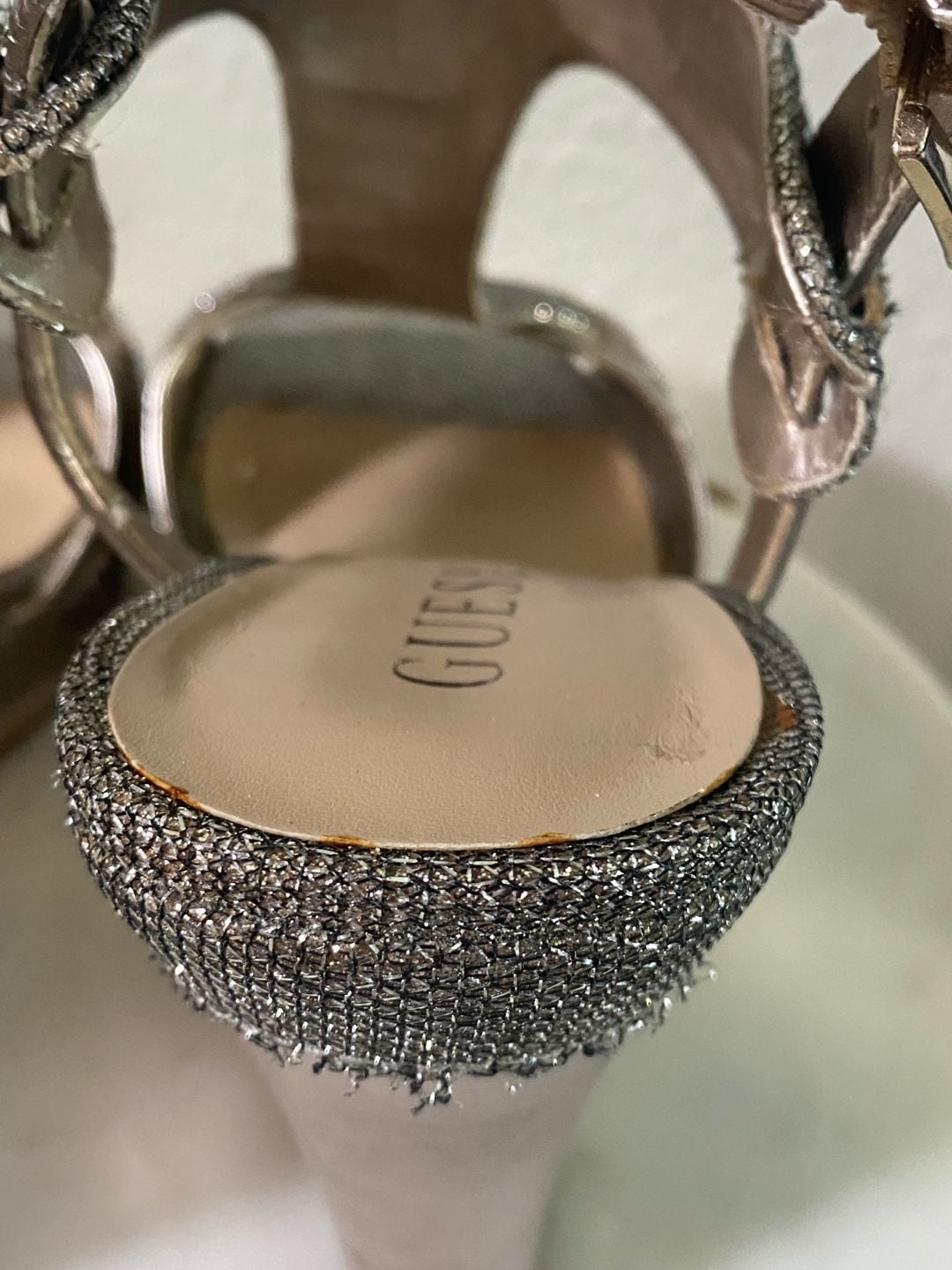 Guess Wedge Sandals Glitter Gold Platform Heels 10