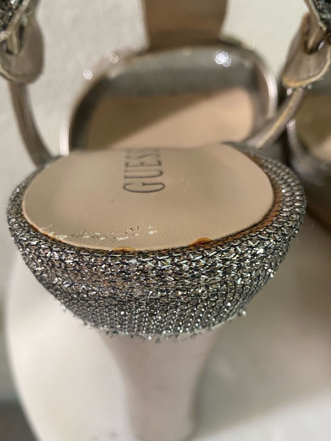 Guess Wedge Sandals Glitter Gold Platform Heels 11