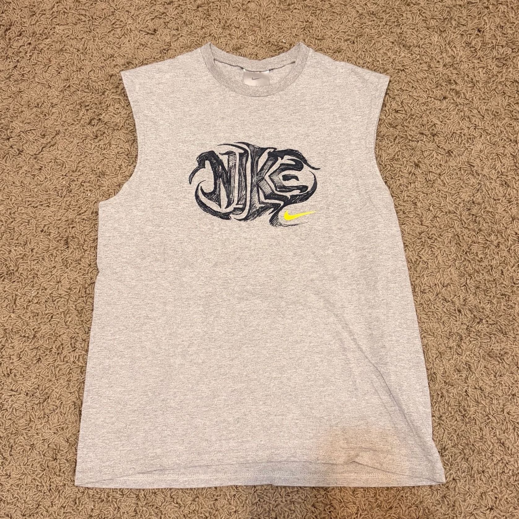 Nike Vintage Sleeveless T-Shirt Size L Gray Graphic Logo Workout Gym 2