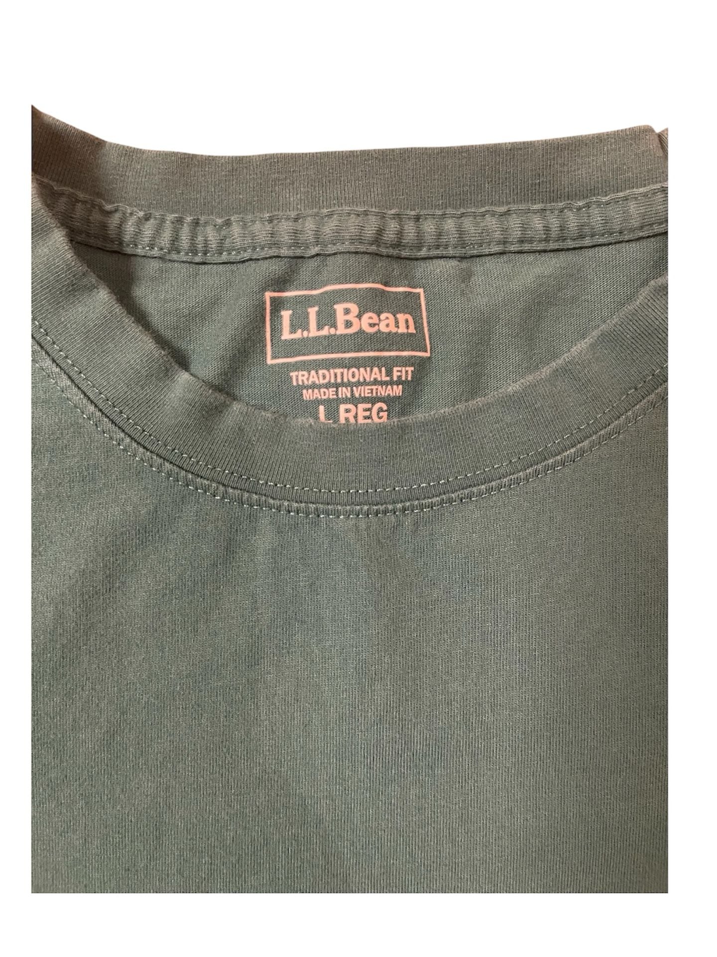 L.L. Bean Traditional Fit T-Shirt Size L Reg Green Cotton 3