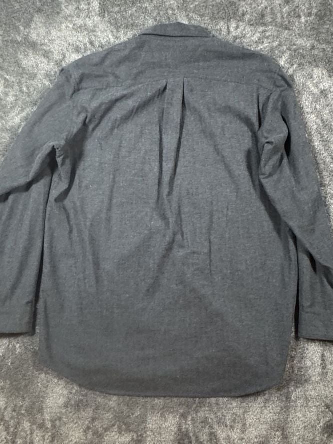 L.L. Bean Cotton Flannel Shirt Size L-Tall Gray Herringbone 5