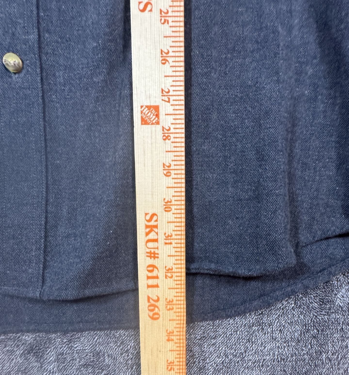 L.L. Bean Cotton Flannel Shirt Size L-Tall Gray Herringbone 6