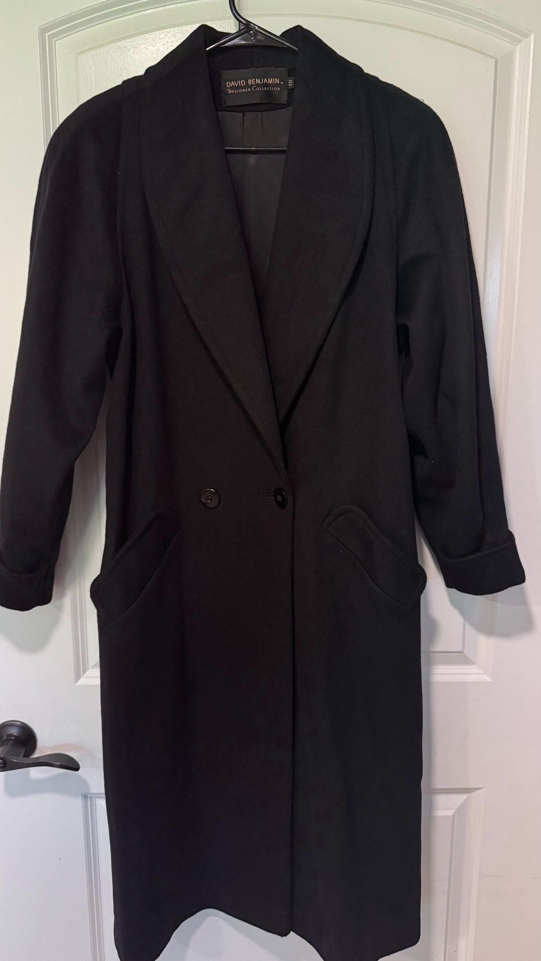 Vintage Black Wool Maxi Coat Quiet Luxury Old Money Longline Size 10 2