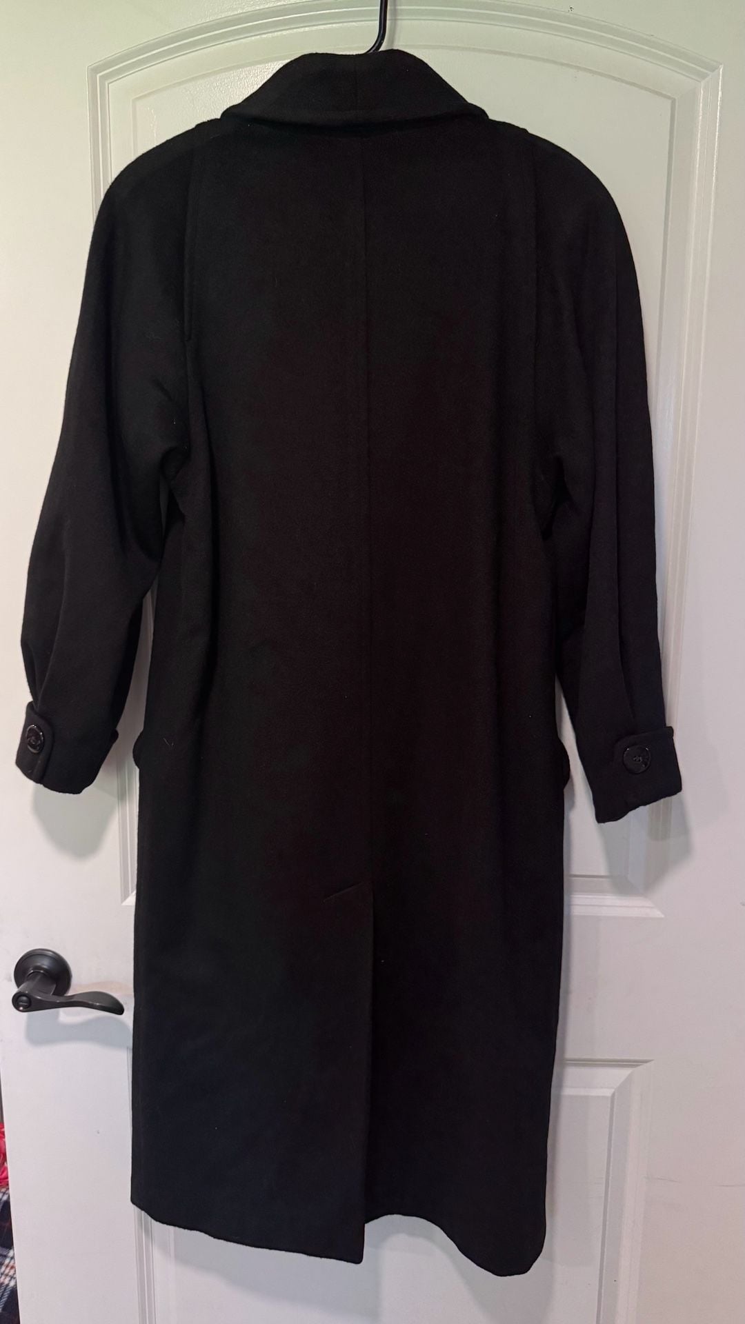 Vintage Black Wool Maxi Coat Quiet Luxury Old Money Longline Size 10 3