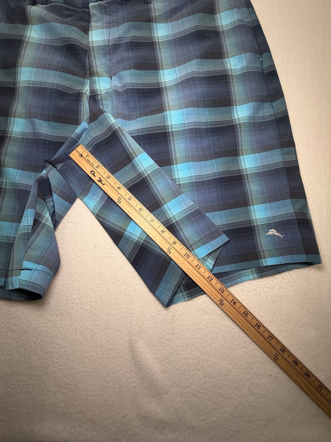 Tommy Bahama Ombra Bay Plaid Shorts Mens 42LG Blue Coastal Resort Vacation Golf 7
