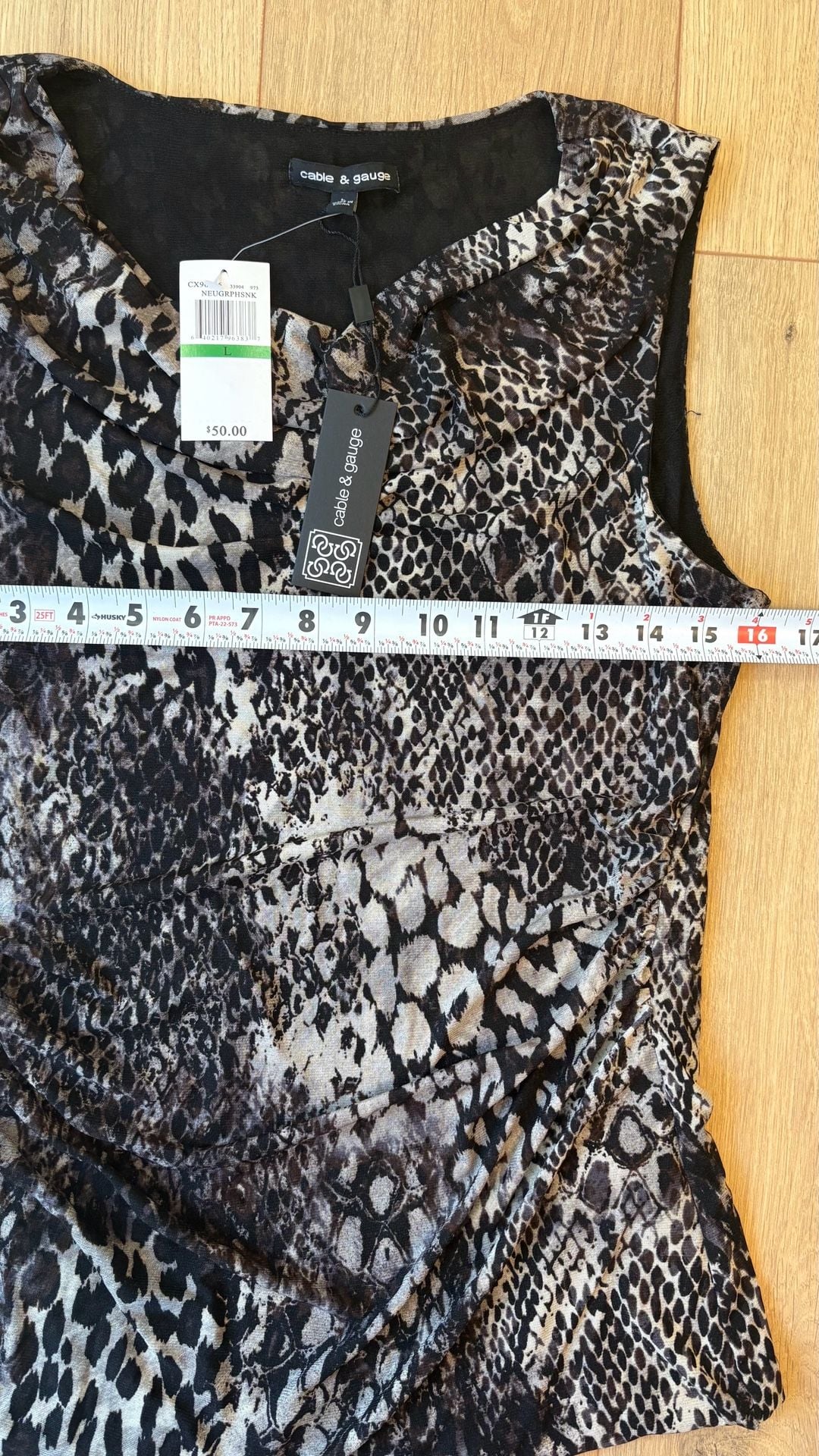 Cable & Gauge Snake Print Cowl Neck Sleeveless Top Size L 4