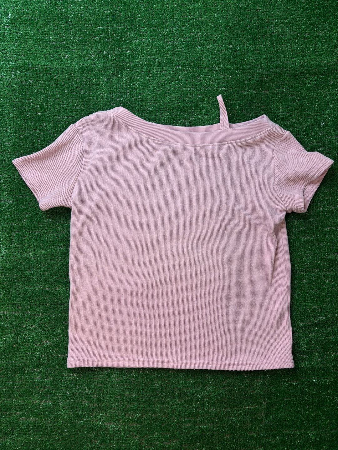 Abercrombie Kids Waffle Knit Shirt Size 9/10 Pink Off Shoulder Top 3