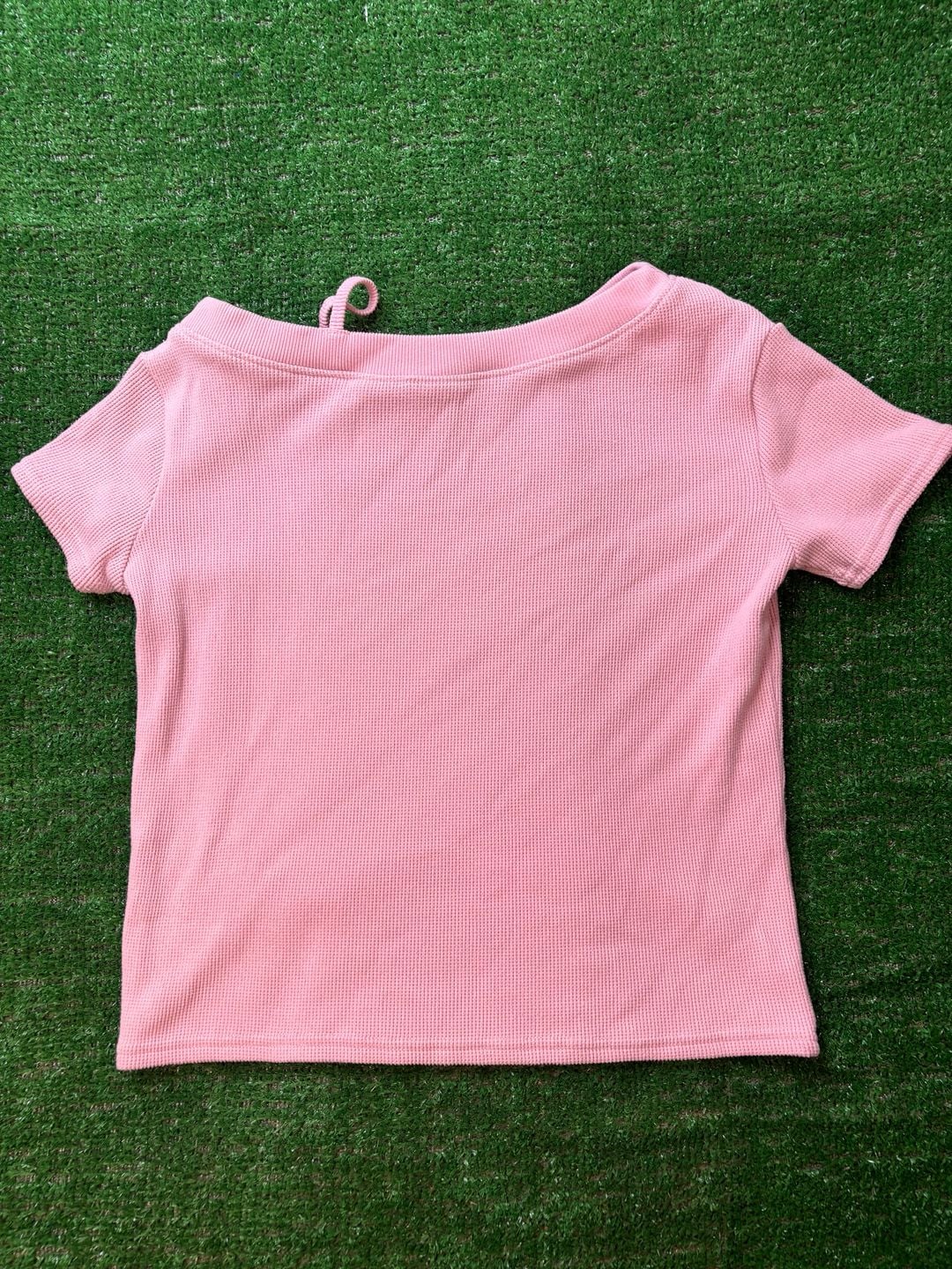 Abercrombie Kids Waffle Knit Shirt Size 9/10 Pink Off Shoulder Top 4