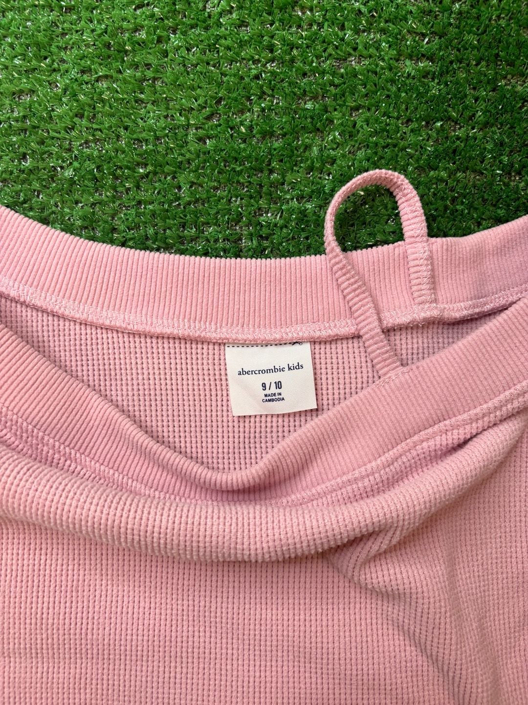 Abercrombie Kids Waffle Knit Shirt Size 9/10 Pink Off Shoulder Top 6