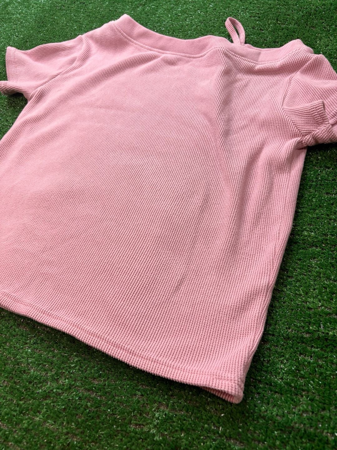 Abercrombie Kids Waffle Knit Shirt Size 9/10 Pink Off Shoulder Top 7