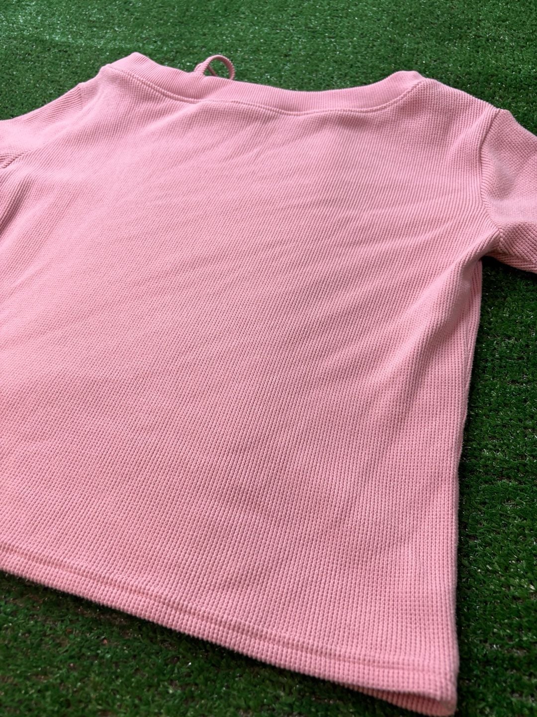 Abercrombie Kids Waffle Knit Shirt Size 9/10 Pink Off Shoulder Top 8