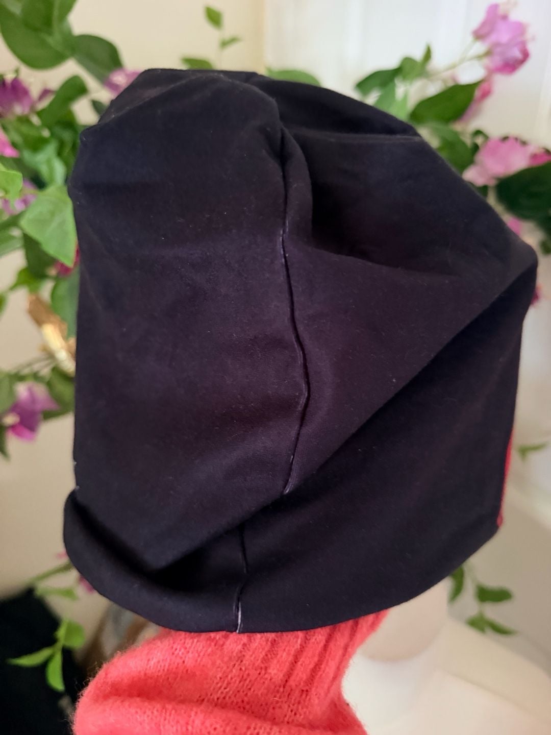 Norse Viking Thor's Hammer Raven Slouchy Beanie Black Red Graphic Hat 3