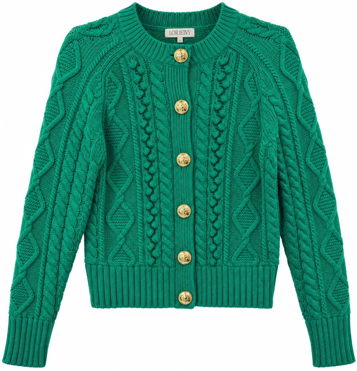 J.Crew Cable Knit Cardigan Size S Green Sweater 2
