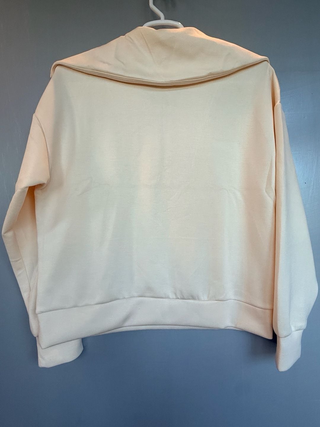 Anrabess Quarter Zip Sweatshirt Size L Ivory Oversized Lapel Collar Pullover 6