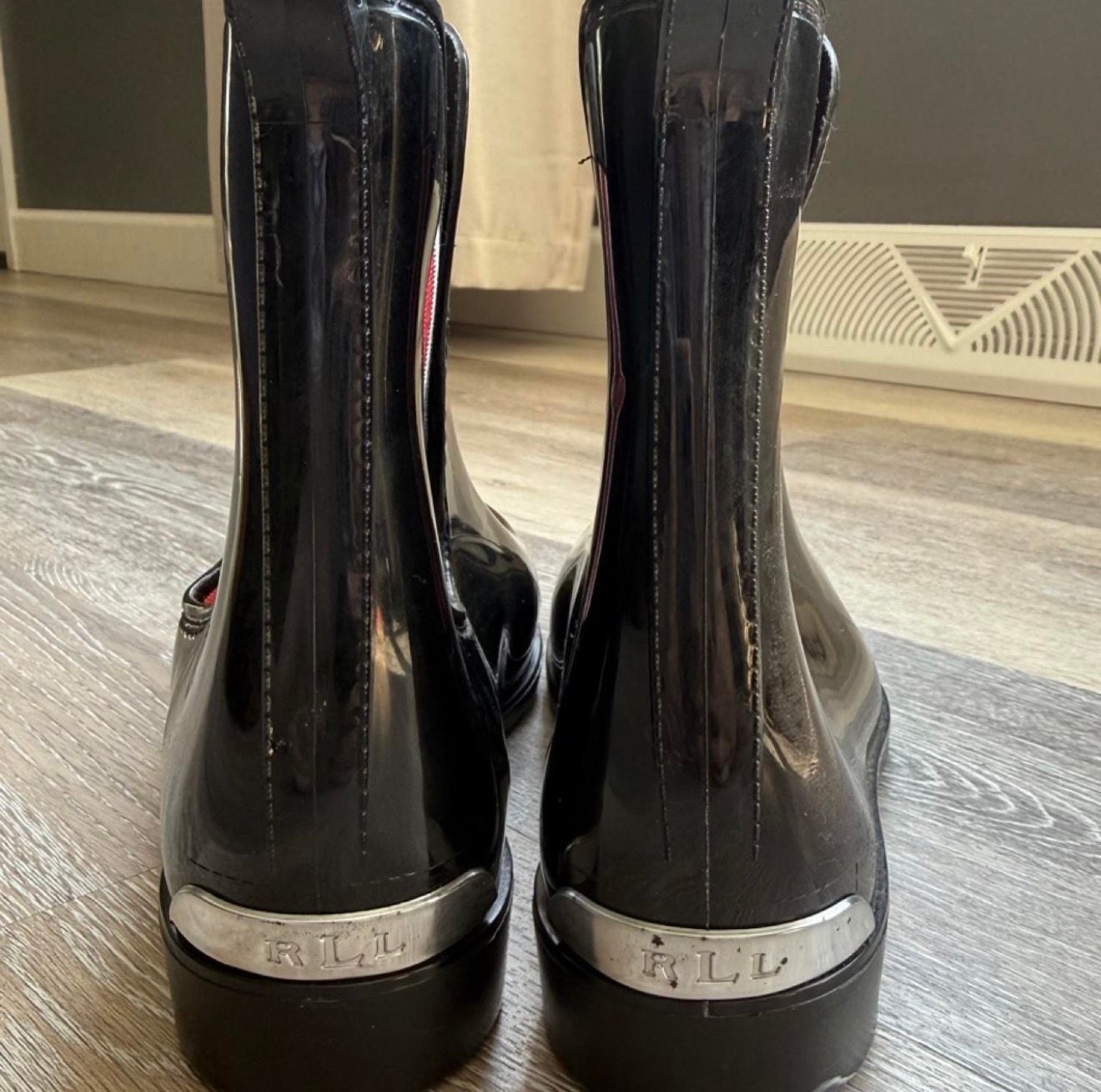 Lauren Ralph Lauren Rain Boots Size 9B Black Glossy Chelsea 4