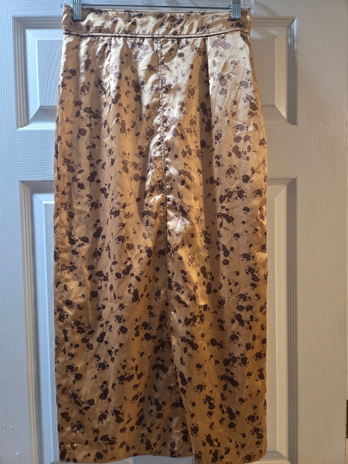 Zara Floral Satin Midi Skirt 2