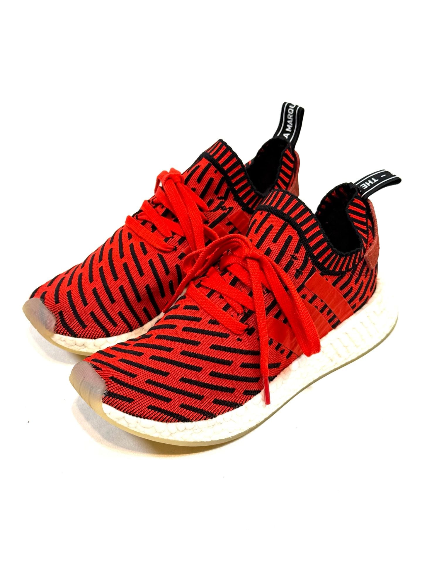 adidas Originals Men's NMD_R2 PK Primeknit Size 6 BB2910 Y2K Streetwear Indie Vanguard Gorpcore Athleisure Retro Running Core Red Black White Boost Sneakers Runner 2017 Japanese Heel Tab Women's 7.5 2