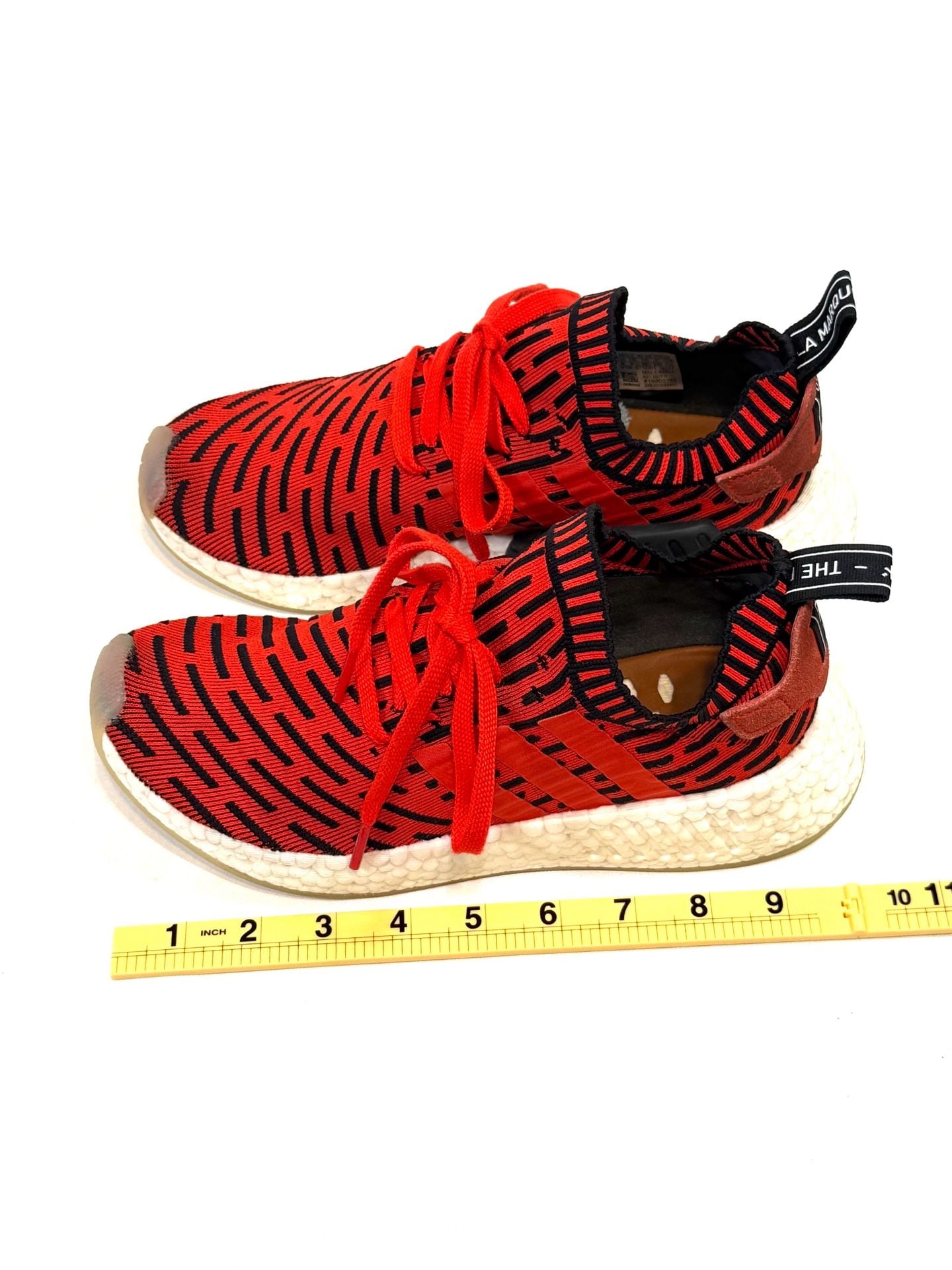 adidas Originals Men's NMD_R2 PK Primeknit Size 6 BB2910 Y2K Streetwear Indie Vanguard Gorpcore Athleisure Retro Running Core Red Black White Boost Sneakers Runner 2017 Japanese Heel Tab Women's 7.5 3