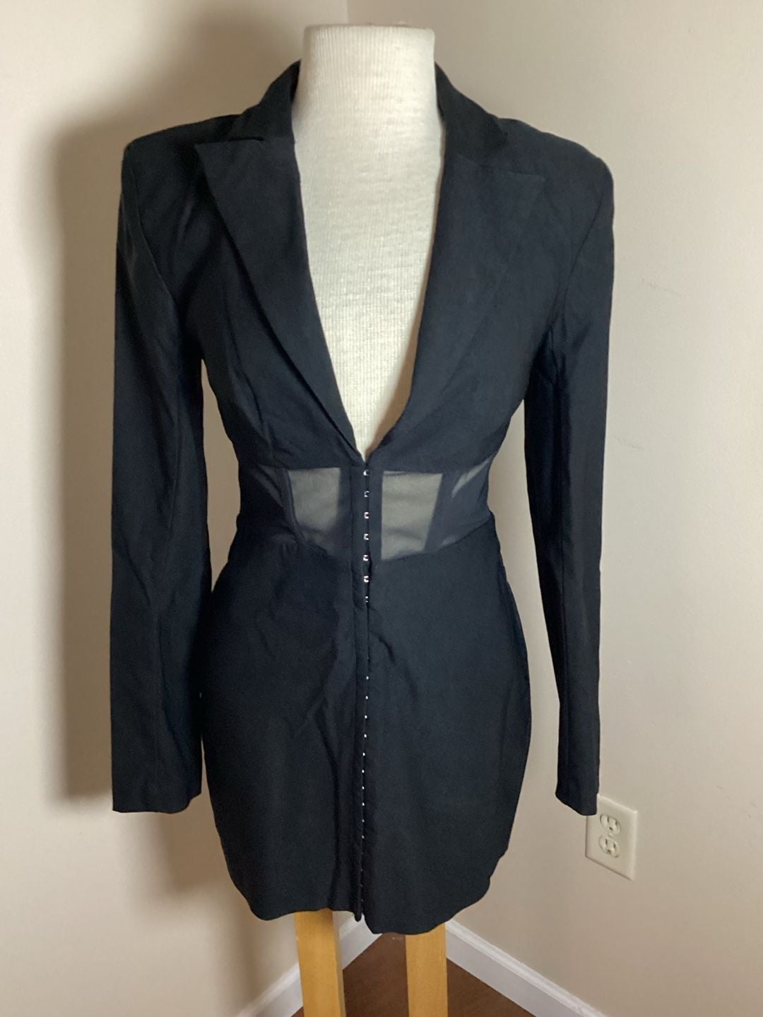 Michael Costello x Chase Jacket Dress in Black 2