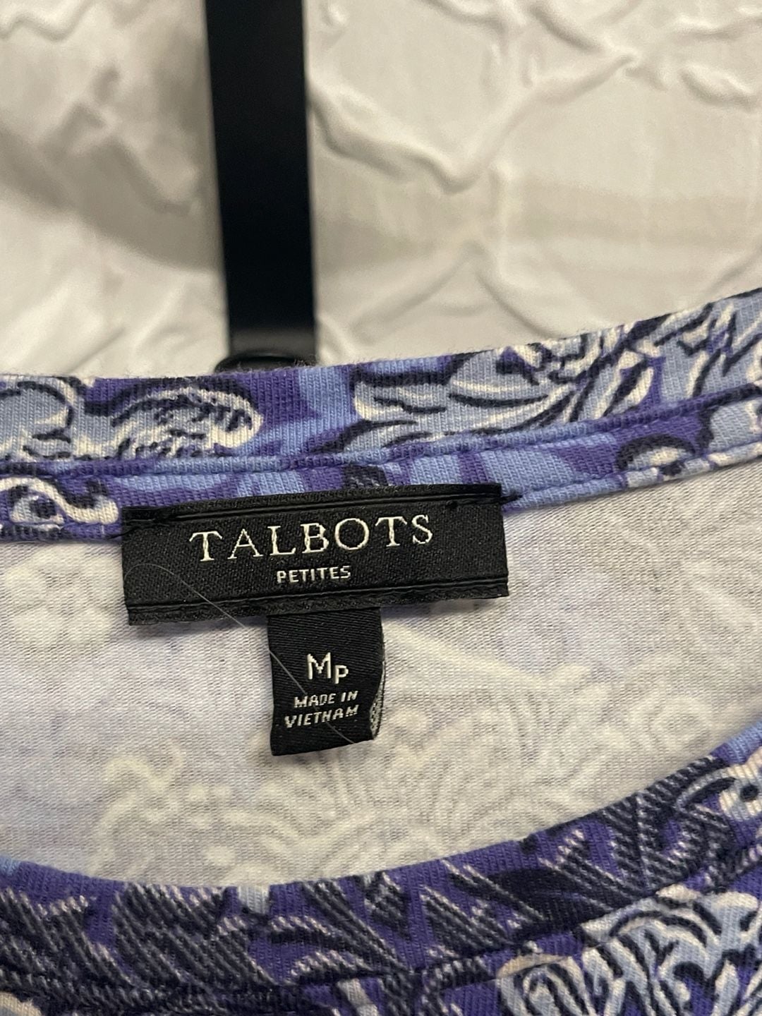 Talbots Petites Blue Purple Baroque Floral Print Crewneck Long Sleeve Top MP 3