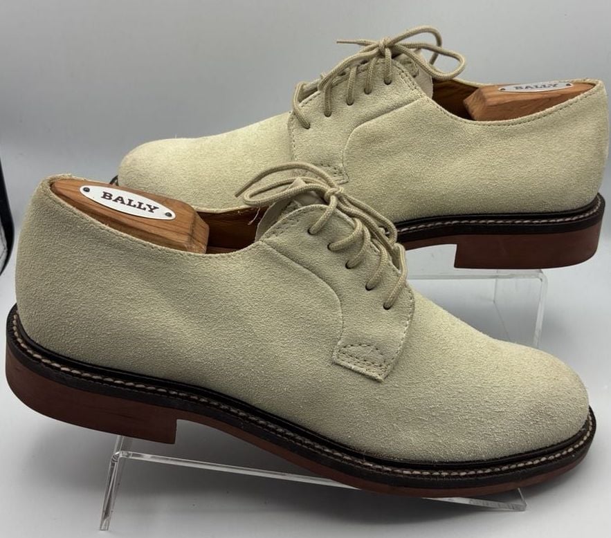 J. Crew Suede Derby Shoes Size 9 Beige Leather Made in Italy 2