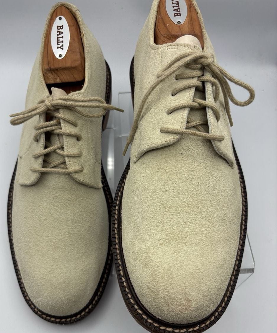 J. Crew Suede Derby Shoes Size 9 Beige Leather Made in Italy 3