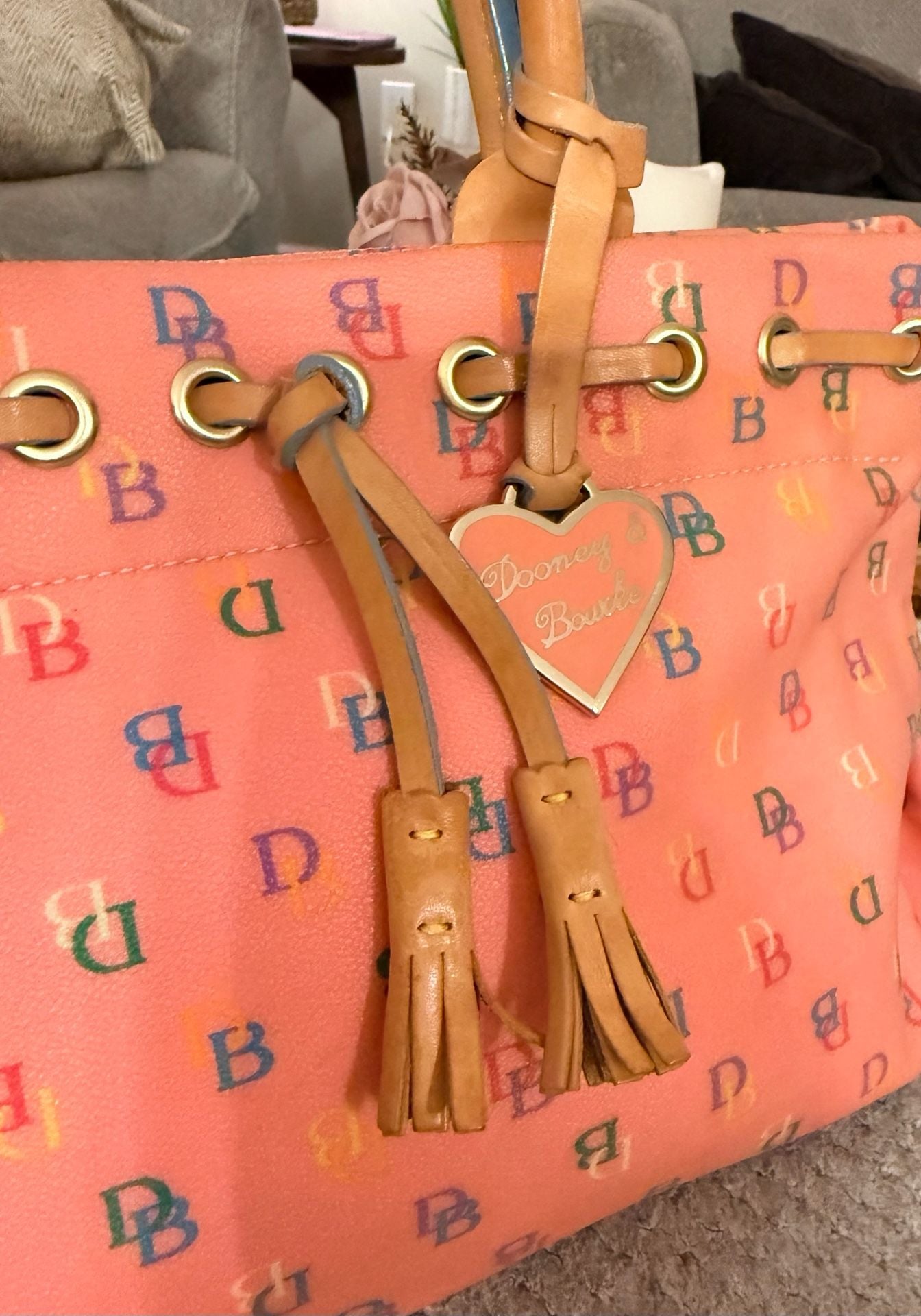 Dooney & Bourke Multicolor DB Monogram Pink Tote Bag 8