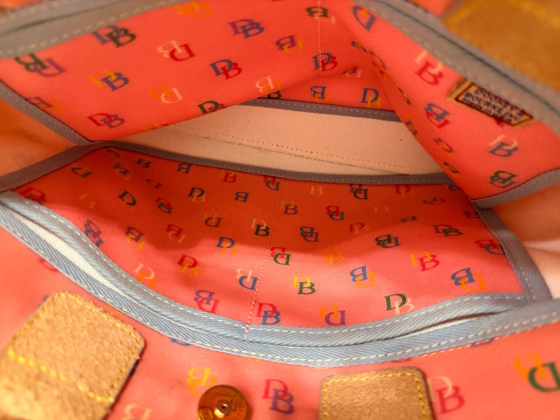 Dooney & Bourke Multicolor DB Monogram Pink Tote Bag 12