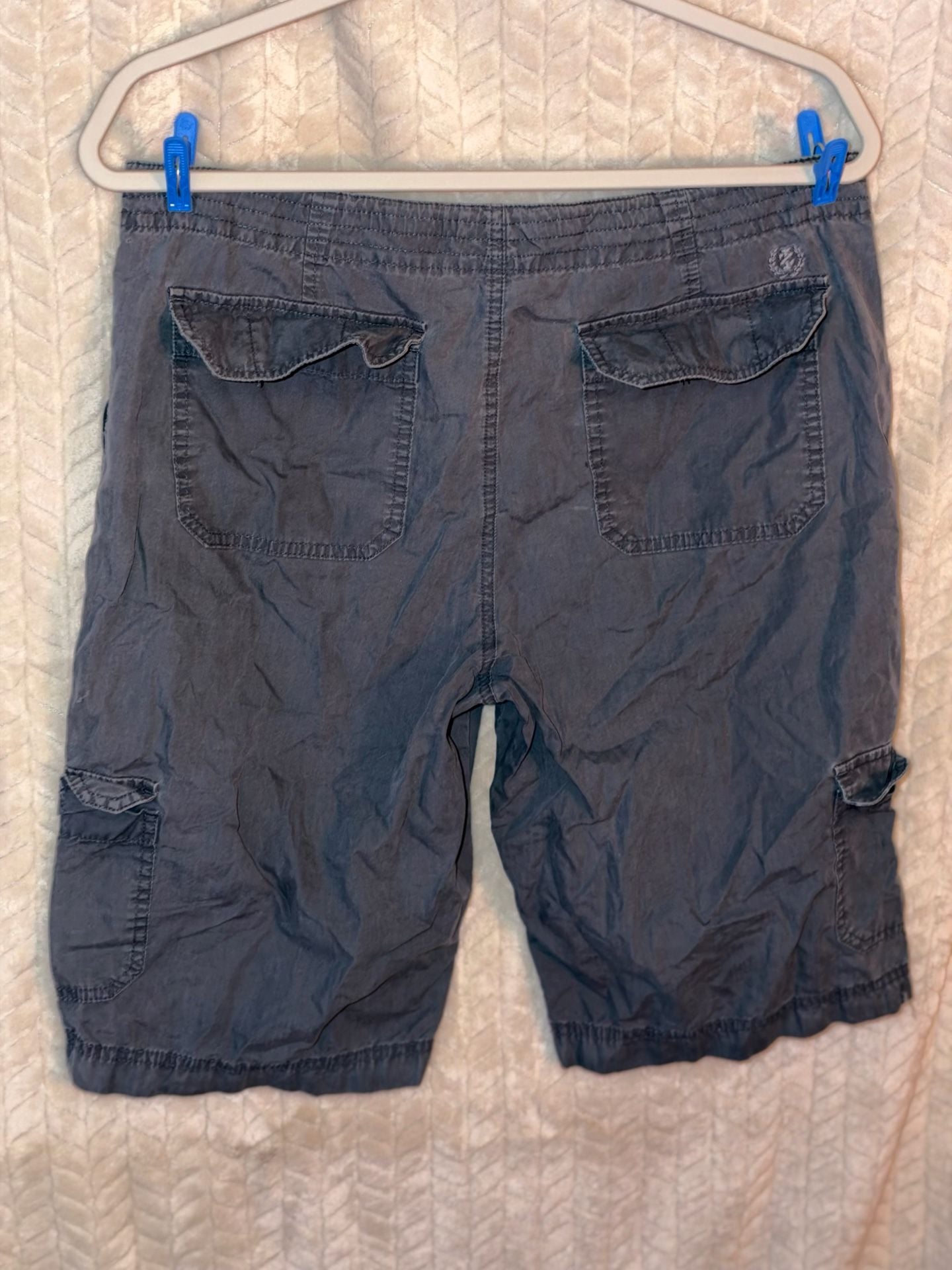 IZOD Cargo Shorts Size 10 Gray Drawstring Cotton Pre-owned 2