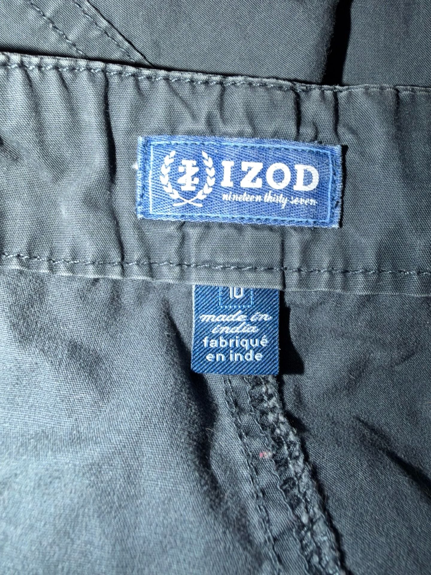 IZOD Cargo Shorts Size 10 Gray Drawstring Cotton Pre-owned 3