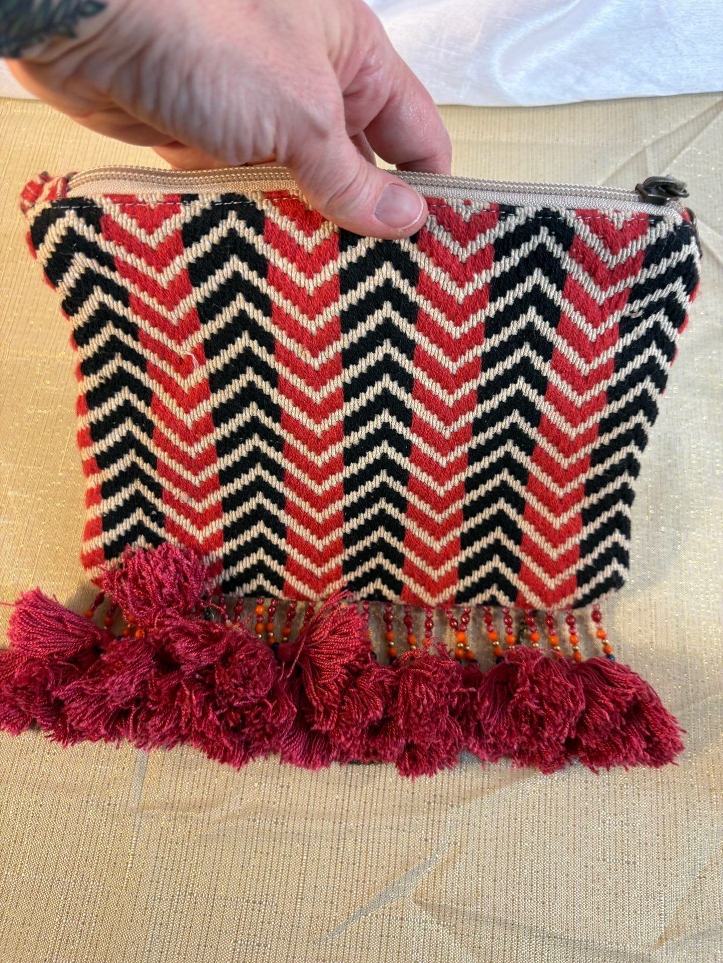 Chico's Beaded Tassel Crossbody Bag Boho Southwestern Style 3