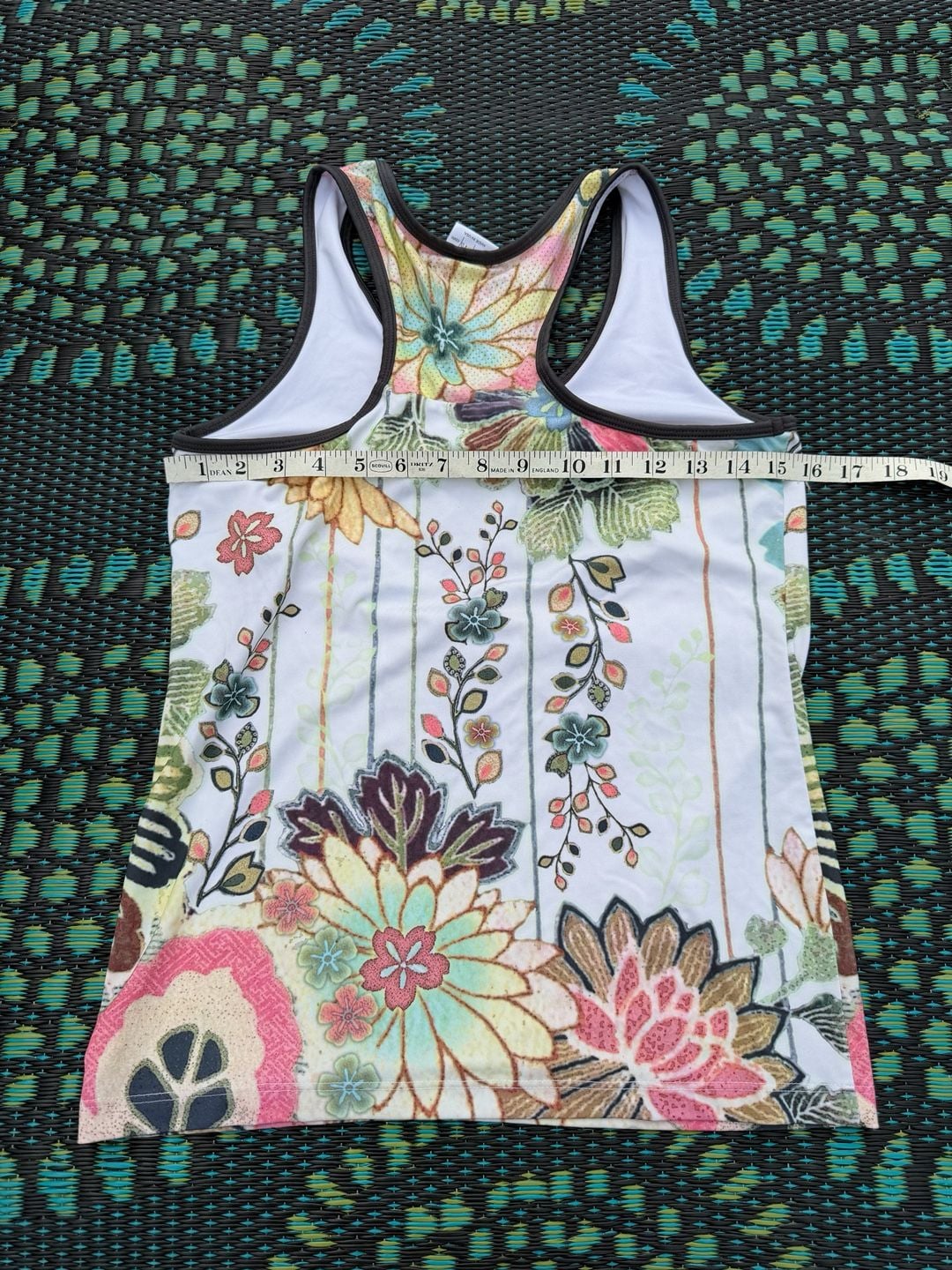 Athleta Floral Tank Top White Multi Colorful Boho Racerback 4