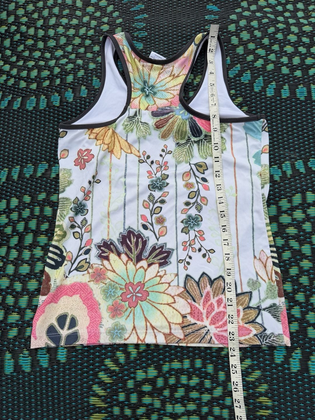 Athleta Floral Tank Top White Multi Colorful Boho Racerback 5