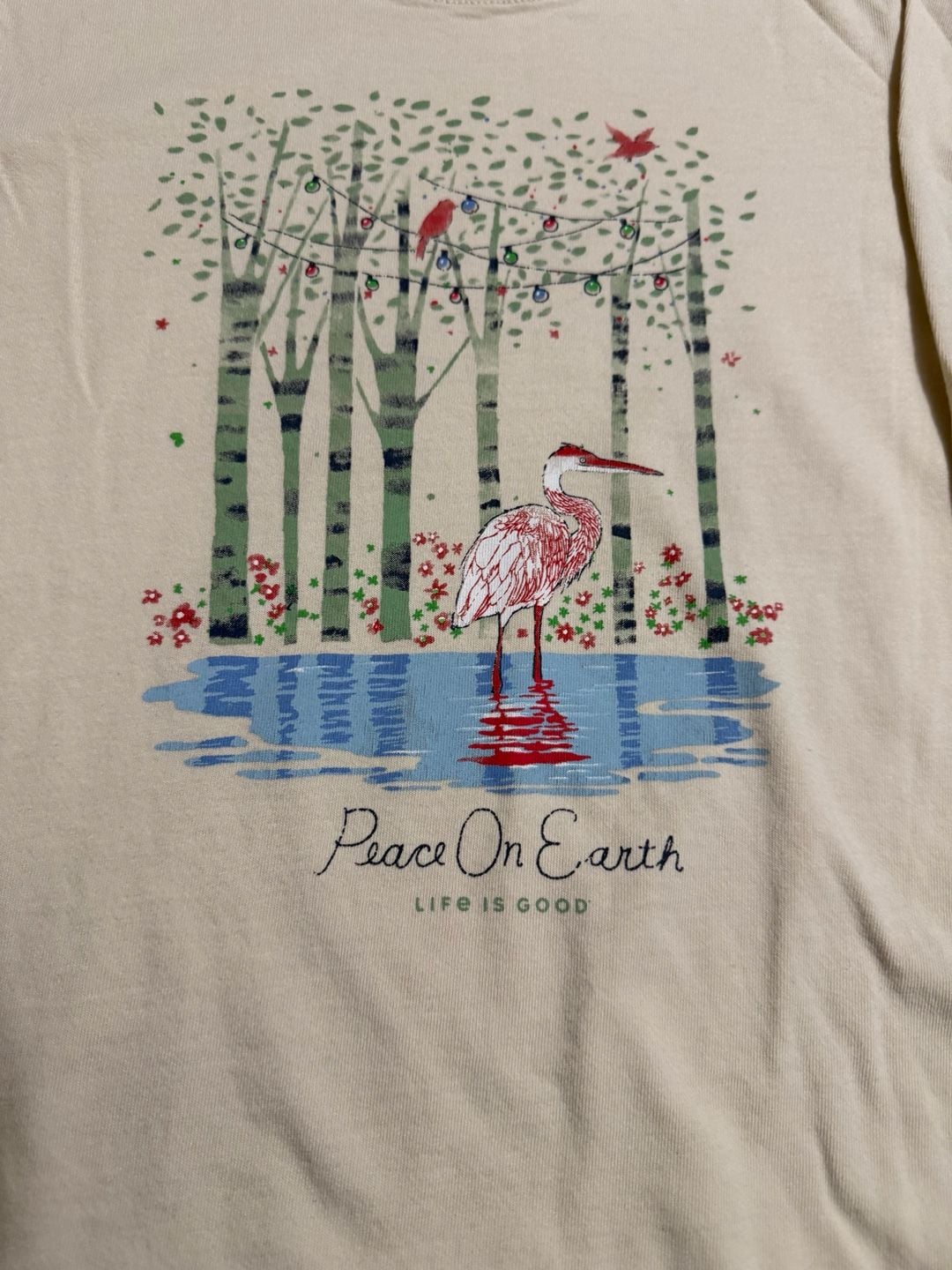 Life Is Good Long Sleeve Crusher Tee Size XS Peace On Earth Heron 3