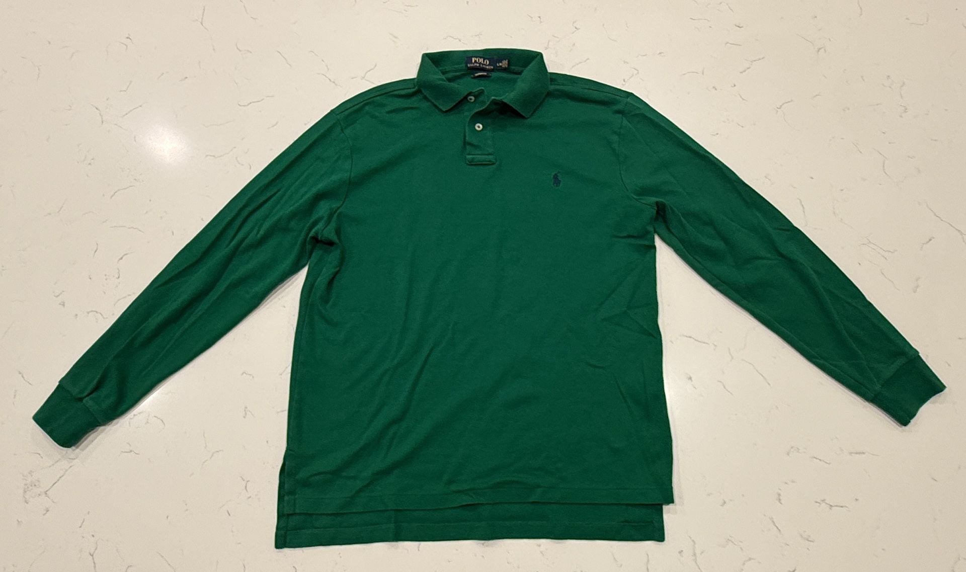 Polo Ralph Lauren Long Sleeve Polo Shirt Size L Green Custom Fit 2