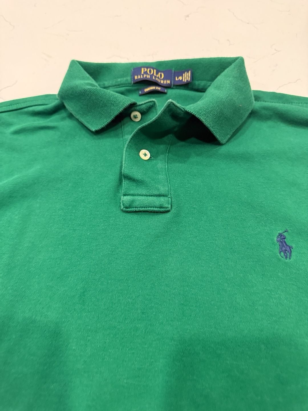 Polo Ralph Lauren Long Sleeve Polo Shirt Size L Green Custom Fit 5