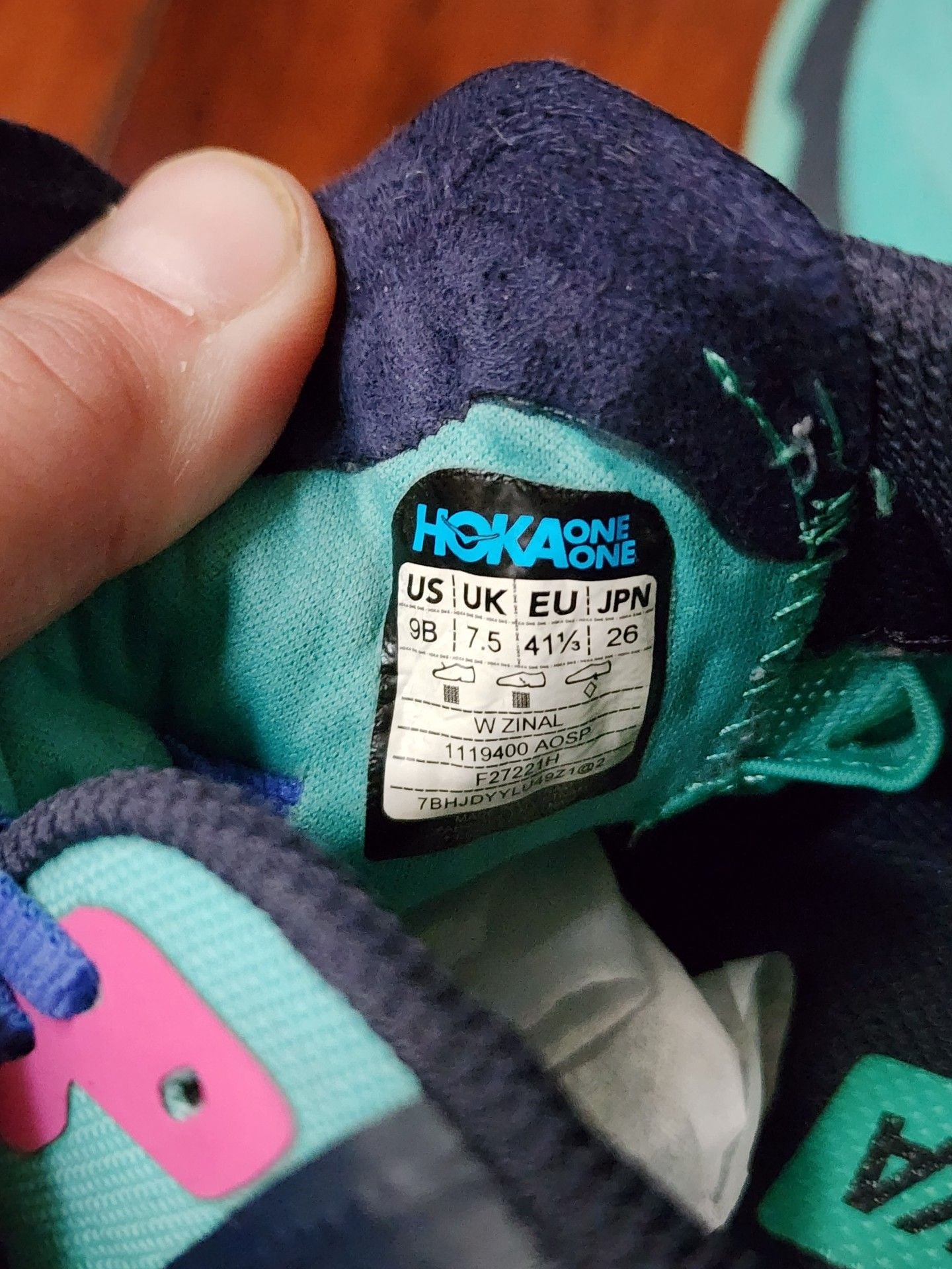 HOKA One One Zinal Women’s Trail Running Shoes Size 9B Teal Purple 9