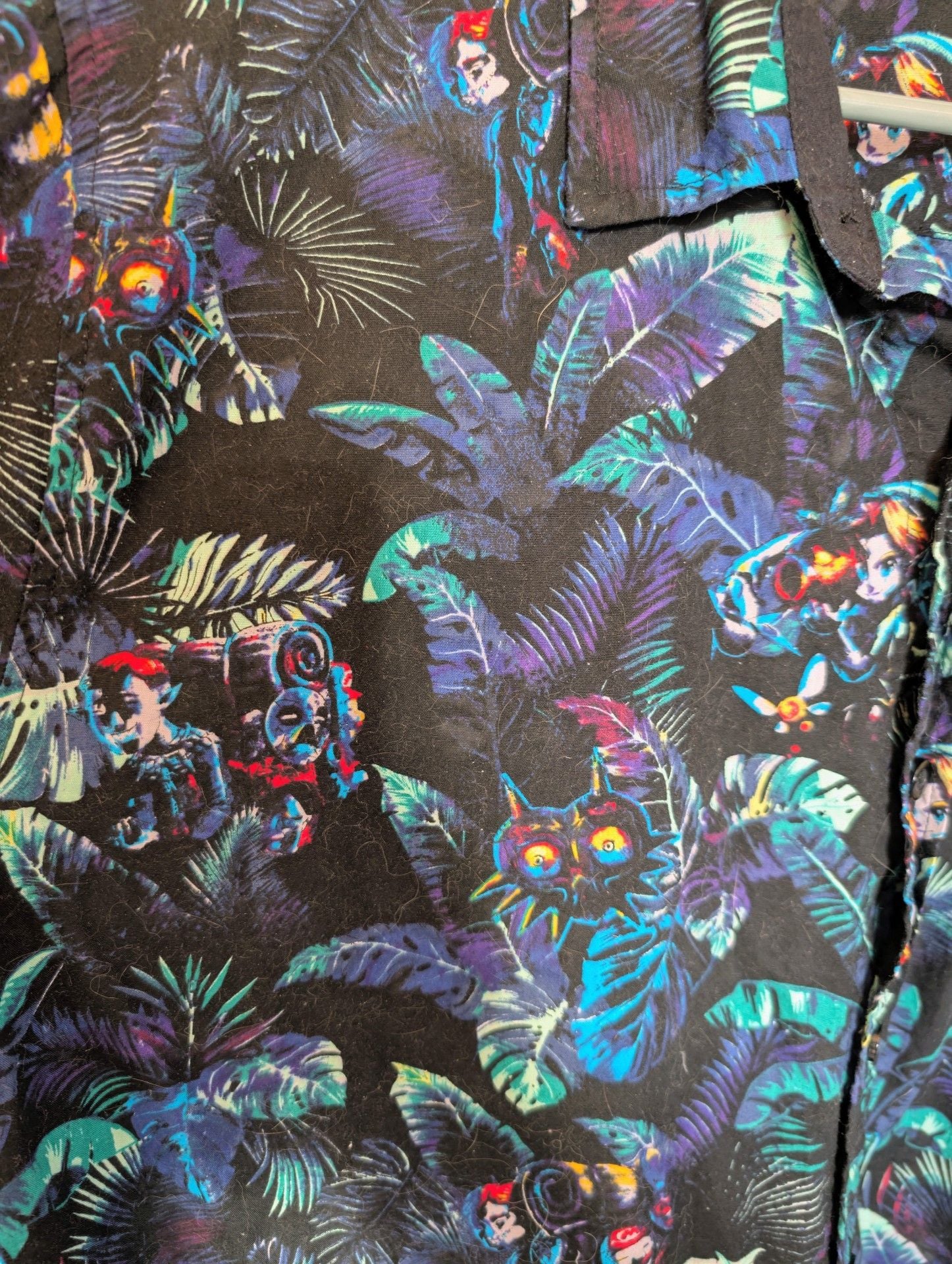 The Legend of Zelda Tropical Short Sleeve Button Down Shirt Black 7
