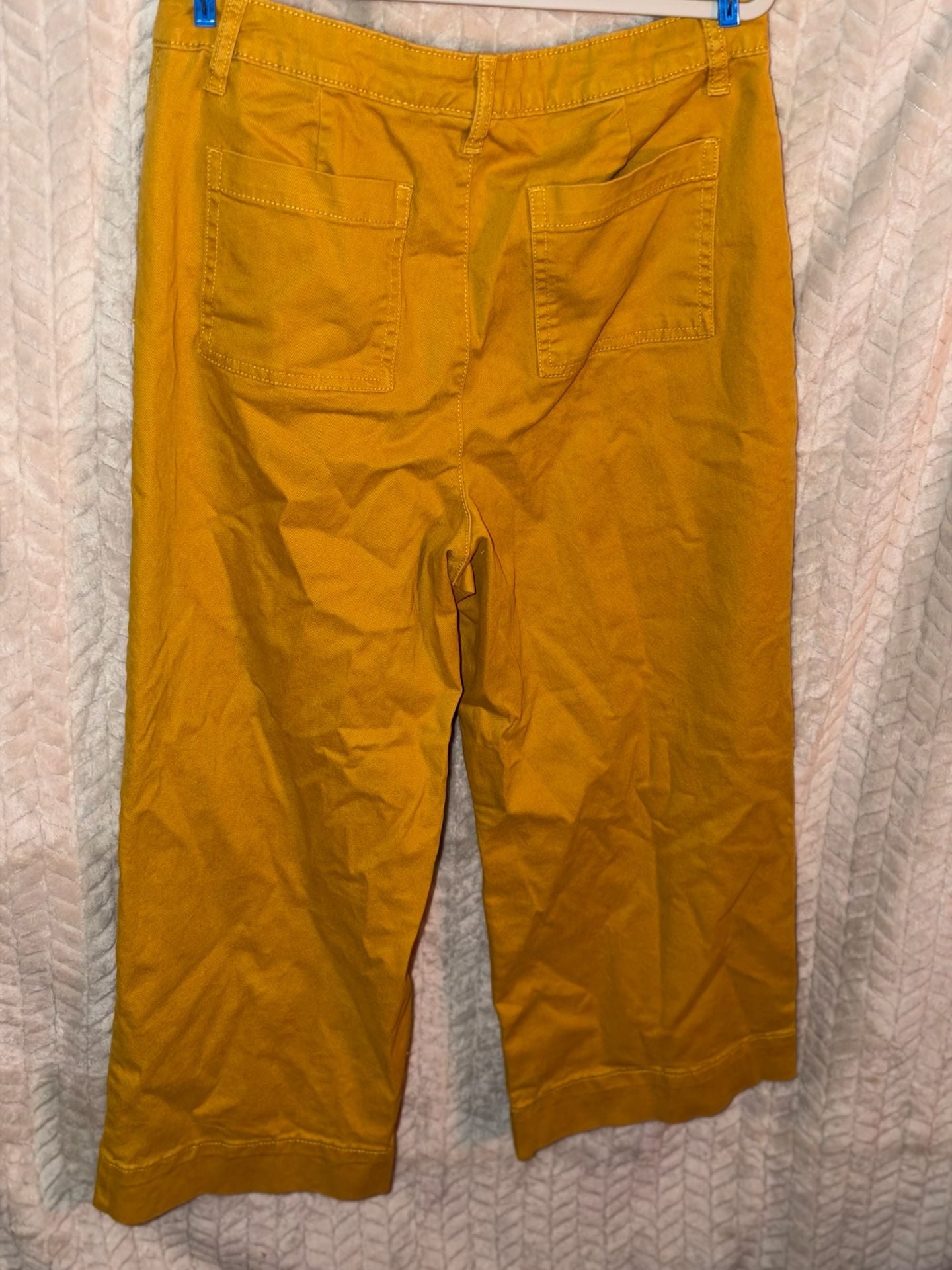 Time and Tru Wide Leg Pants Size 10 Mustard Yellow Button Fly 2