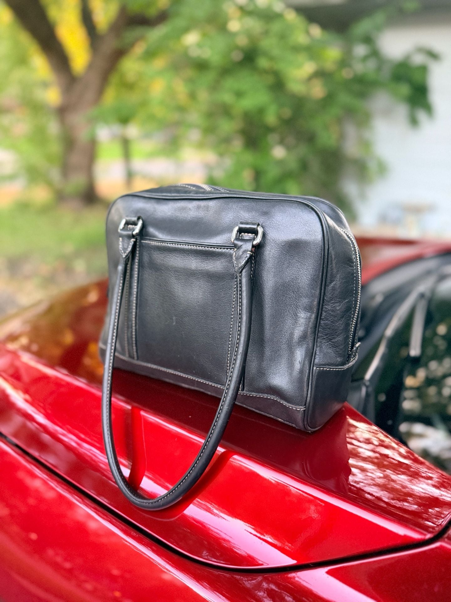 Vintage Coach Leather Satchel Handbag Black 7738 3
