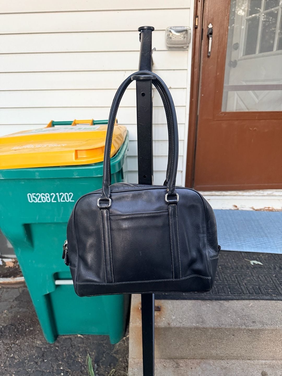 Vintage Coach Leather Satchel Handbag Black 7738 8