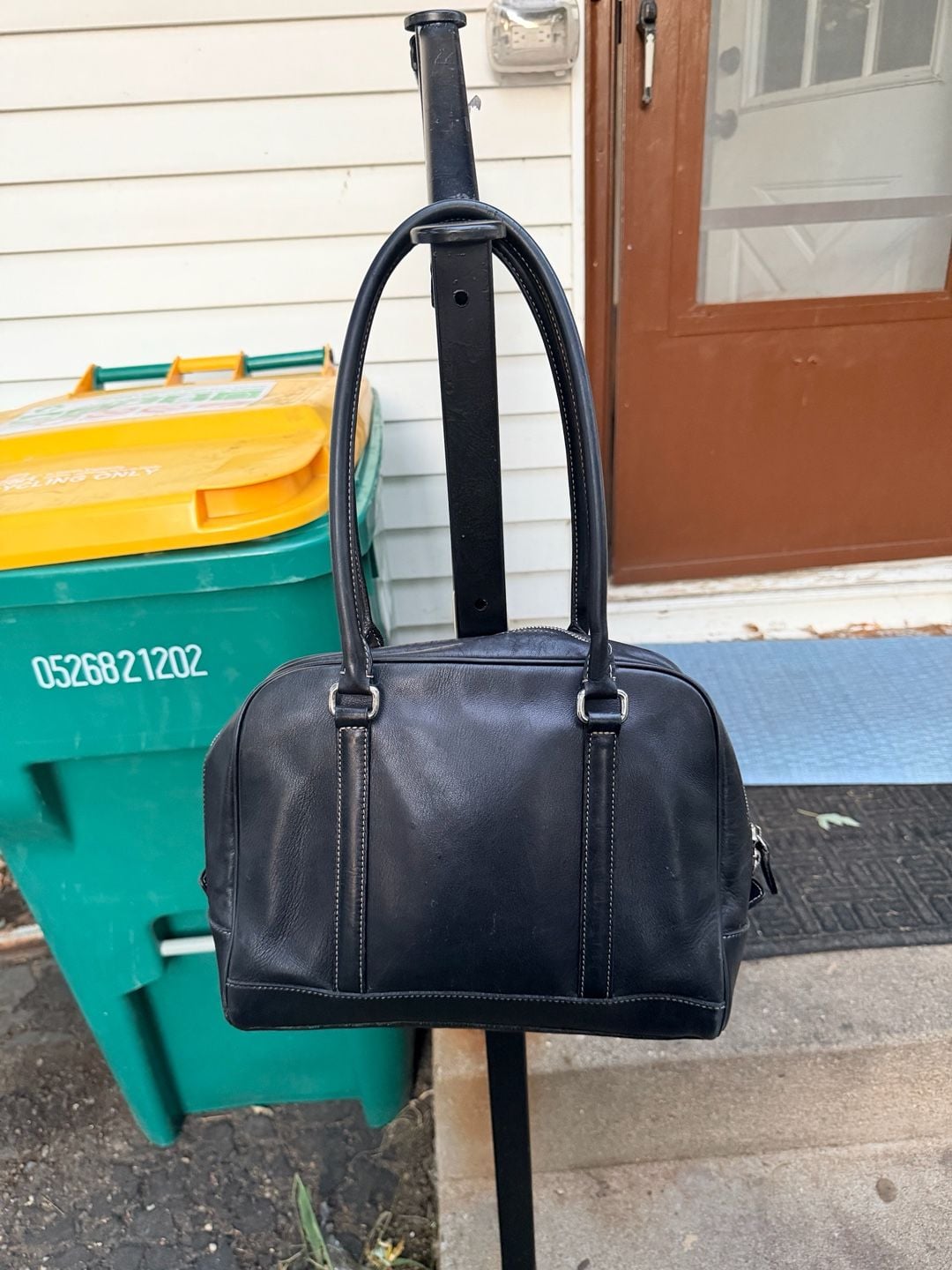 Vintage Coach Leather Satchel Handbag Black 7738 9